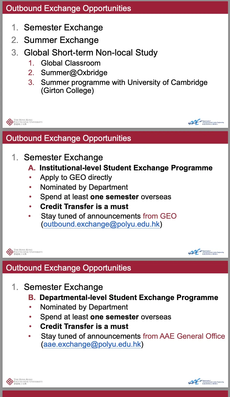 "AAE Briefing Slides 关于学期交换的内容"